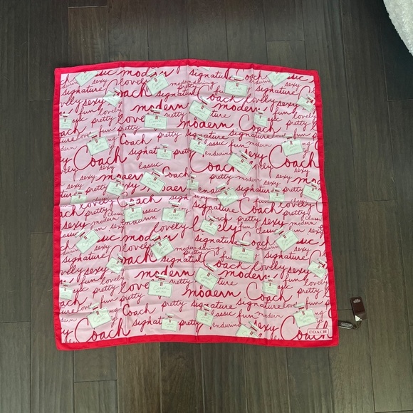 NWT HTF Coach 100% Silk Pink Perfume Bottles Scarf 27" - Picture 2 of 6